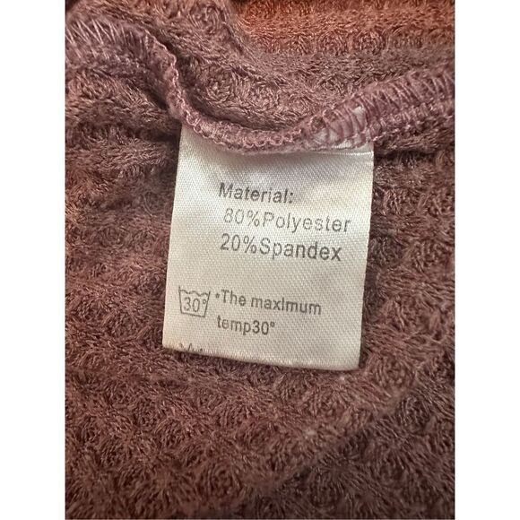 IWOLLENCE Women's Waffle Knit Tunic Blouse Tie Knot Henley Top- Size S - Picture 4 of 11